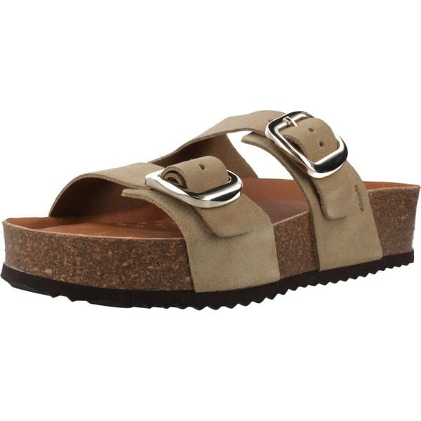 Sandały GEOX D BRIONIA H Jasnobrązowy. Brązowe sandały damskie Geox, bez wzorów, z materiału, bez obcasa, bez zapięcia. Za 399.99 zł.