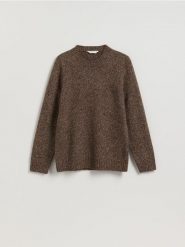 Sweter z domieszką wełny - brązowy. Brązowe swetry przez głowę męskie Reserved, l, bez wzorów, z dzianiny, bez kołnierzyka. Za 149.99 zł.