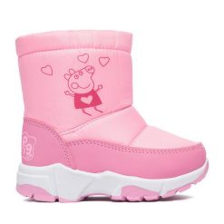 Śniegowce Peppa Pig. Czerwone śniegowce dziewczęce Peppa Pig, bez zapięcia. Za 99.99 zł.