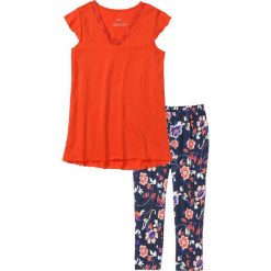 Piżama z legginsami 3/4 bonprix czerwona pomarańcza - ciemnoniebieski z nadrukiem. Piżamy damskie marki bonprix. Za 59.99 zł.
