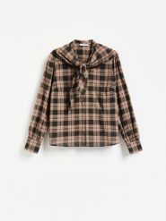 Koszula z wiązaniem - wielobarwny. Koszule damskie Reserved, l, bez wzorów, z bawełny, bez kołnierzyka, bez ramiączek. Za 119.99 zł.