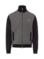 Fred Perry Bluza męska Mężczyźni Sztuczne włókno czarny wzorzysty, XL. Czarne bluzy męskie Fred Perry, m, bez wzorów, z dzianiny, bez kaptura. Za 999.95 zł.