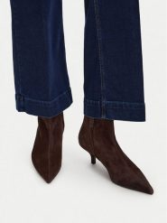 GINO ROSSI Botki EO-26004-01 Brązowy ciemny. Brązowe botki damskie Gino Rossi, ze skóry, bez obcasa, na szpilce, bez zapięcia. Za 399.99 zł.