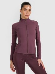 4F Bluza treningowa slim szybkoschnąca damska - brązowa M. Brązowe bluzy sportowe damskie 4f, m, bez wzorów, z materiału, bez kaptura, na fitness i siłownię. Za 179.99 zł.