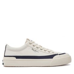 Trampki Pepe Jeans. Białe trampki męskie Pepe Jeans, bez wzorów, z jeansu, bez zapięcia. Za 209.99 zł.