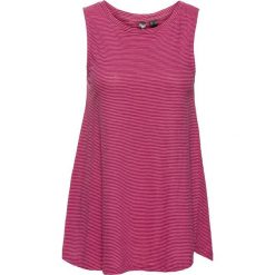 Top z plisą guzikową z tyłu bonprix jeżynowo-różowy w paski. Topy damskie marki bonprix. Za 27.99 zł.