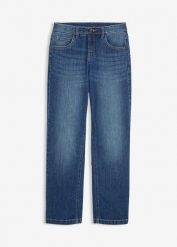 Dżinsy straight, mid waist. Niebieskie jeansy dla dziewczynek bonprix, z jeansu, eleganckie. Za 84.99 zł.