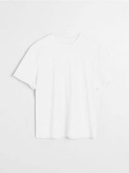 Bawełniana koszulka w paski - biały. Białe t-shirty damskie Sinsay, l, bez wzorów, z bawełny, bez kołnierzyka. Za 19.99 zł.