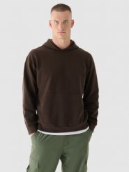 4F Bluza dresowa nierozpinana z kapturem męska - brązowa XL. Brązowe bluzy męskie 4f, m, bez wzorów, z bawełny, z kapturem. Za 79.99 zł.