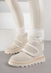 Beżowe Śniegowce z Przeszyciami i Futerkiem Newella. Brązowe śniegowce i trapery damskie Born2be, z jeansu. Za 129.99 zł.