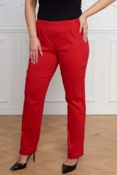 Czerwone spodnie Nilda z prostą nogawką wysoki stan PLUS SIZE XXL. Czerwone spodnie materiałowe damskie Nasi partnerzy, plus size, bez wzorów, z elastanu, z podwyższonym stanem. Za 159.90 zł.