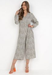Biało-Zielony Kombinezon Pyrhele. Zielone sukienki damskie Born2be, na co dzień, l, bez wzorów, eleganckie, bez kołnierzyka, bez ramiączek, proste. Za 49.99 zł.