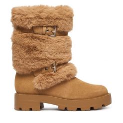 Botki Guess. Brązowe botki damskie Guess, bez obcasa, na płaskiej podeszwie, bez zapięcia. Za 764.99 zł.