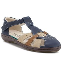 Skórzane sandały damskie zabudowane granatowe T.Sokolski L26-678. Sandały damskie T.Sokolski, bez wzorów, ze skóry, bez obcasa, bez zapięcia. Za 209.99 zł.