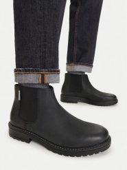 Guess Jeans Sztyblety CEO-ARMY-23 MI08 Czarny. Czarne botki męskie Guess Jeans, z aplikacjami, z jeansu, bez zapięcia. Za 299.99 zł.