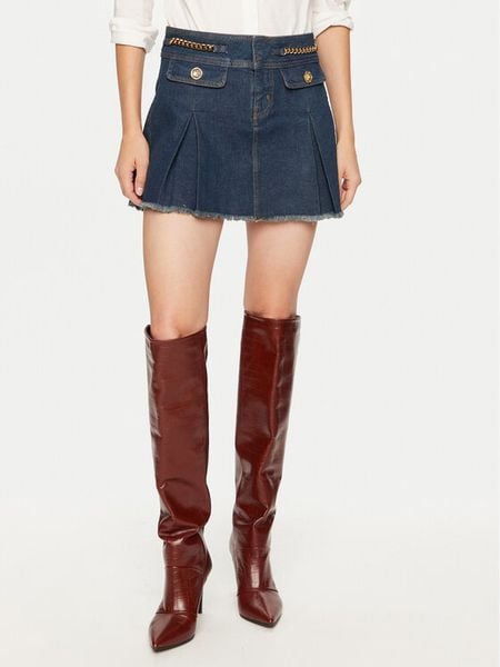 Guess Spódnica jeansowa W4PD1B D5JV1 Granatowy Regular Fit. Niebieskie spódnice damskie Guess, z aplikacjami, z bawełny. Za 289.99 zł.