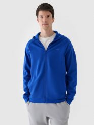 4F Bluza dresowa rozpinana z kapturem męska - niebieska XXL. Niebieskie bluzy męskie 4f, m, bez wzorów, z bawełny, z kapturem. W wyprzedaży za 79.99 zł.