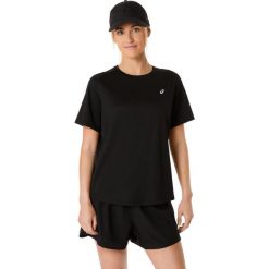 Koszulka damska Asics Core. Czarne t-shirty damskie Asics, s, bez wzorów, z materiału, eleganckie, bez kołnierzyka. Za 142.90 zł.
