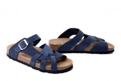 DR. BRINKMANN 701006-05 blau, klapki damskie. Niebieskie klapki damskie Dr. Brinkmann, bez wzorów, ze skóry, bez obcasa. Za 246.42 zł.