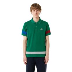 Koszulka męska Lacoste. Zielone koszulki polo męskie Lacoste, m, z aplikacjami, z bawełny, klasyczne, bez ramiączek. Za 377.00 zł.