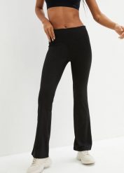 Legginsy sportowe shape z poszerzanymi nogawkami. Czarne legginsy damskie bonprix, bez wzorów, na fitness i siłownię. Za 122.99 zł.