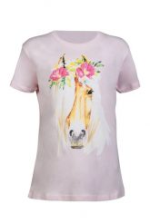T-shirt dziewczęcy HKM Flower Horse. Czerwone t-shirty i topy dla dziewczynek HKM, bez wzorów, z materiału, bez ramiączek. Za 116.00 zł.