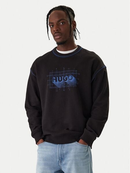 HUGO Bluza Nothalic 50553505 Czarny Regular Fit. Czarne bluzy męskie Hugo, l, bez wzorów, z bawełny, bez kaptura. Za 305.99 zł.