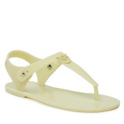 Sandały PINKO. Żółte klapki damskie Pinko, bez wzorów, bez obcasa, na płaskiej podeszwie, bez zapięcia. Za 369.99 zł.