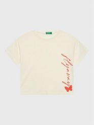 United Colors Of Benetton T-Shirt 3096C10AO Beżowy Cropped Fit. Brązowe t-shirty i topy dla dziewczynek United Colors Of Benetton, bez wzorów, z bawełny, bez ramiączek. Za 29.99 zł.