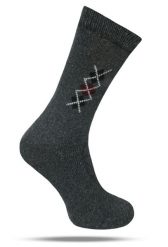 Ciepłe Wełniane Skarpetki Zimowe - Grafit, Geometryczny Wzór. Szare skarpety męskie His Story, bez wzorów, z elastanu. Za 39.99 zł.