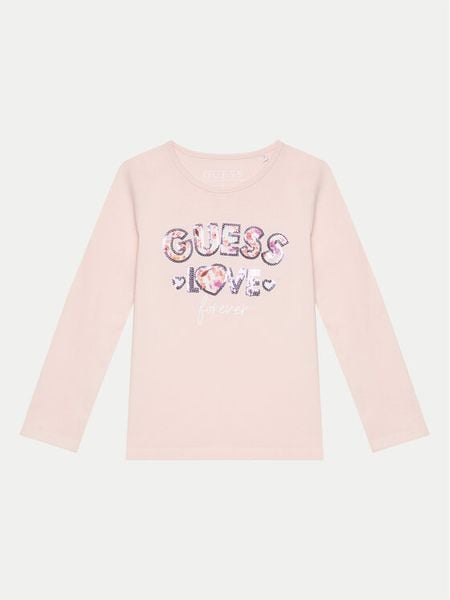 Guess Bluzka K4BI16 J1314 Różowy Regular Fit. Czerwone bluzki dla dziewczynek Guess, z aplikacjami, z bawełny, bez ramiączek. Za 59.99 zł.