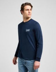 MESKA KOSZULKA LEE LS WOBBLY LEE TEE RIVET NAVY 112372359. Niebieskie t-shirty męskie Lee, m, bez wzorów, bez kołnierzyka. Za 119.99 zł.