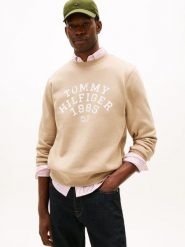 Tommy Hilfiger Bluza Mężczyźni Bawełna brązowy|biały, L. Białe bluzy męskie Tommy Hilfiger, l, z aplikacjami, z bawełny, bez kaptura. Za 229.95 zł.