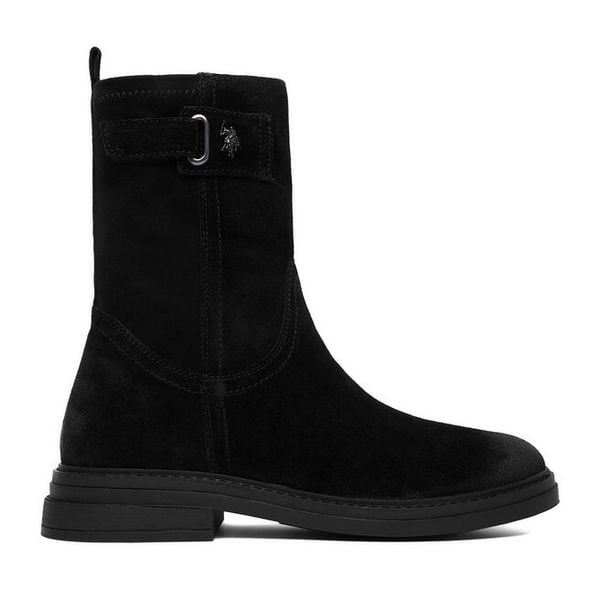 Botki U.S. Polo Assn. Czarne botki damskie U.S. Polo Assn., bez obcasa, na płaskiej podeszwie, bez zapięcia. Za 429.99 zł.