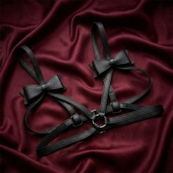 Skórzany stanik uprząż Leather Bra Harness Sessuale 38S01U. Czarne biustonosze bez wzorów, z materiału. Za 79.00 zł.