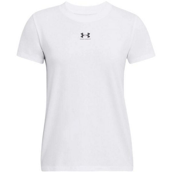 T-shirt Damski Z Krótkim Rękawem Rival Core. Białe koszulki sportowe damskie Under Armour, bez wzorów, sportowe, bez kołnierzyka. Za 148.99 zł.