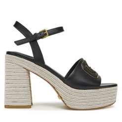 Espadryle Guess. Czarne sandały damskie Guess, z aplikacjami, bez obcasa, bez zapięcia. Za 549.99 zł.