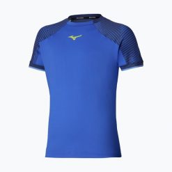 Koszulka męska Mizuno Stargazer Shadow Tee. Niebieskie koszulki sportowe męskie Mizuno, m, bez wzorów, z elastanu, bez kołnierzyka, bez ramiączek, na fitness i siłownię. Za 129.99 zł.