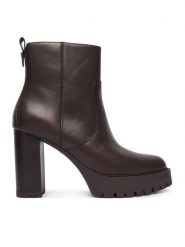PINKO Botki Clara 01 SD0577P001 Brązowy. Brązowe botki damskie Pinko, ze skóry, bez obcasa, na słupku, bez zapięcia. Za 1,399.00 zł.