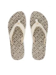 Tommy Hilfiger Japonki Monogram Mid Wedge Sandal FW0FW09419 Kremowy. Białe klapki damskie Tommy Hilfiger, bez wzorów, z syntetyku, bez obcasa. Za 189.99 zł.