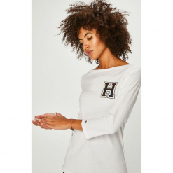 Tommy Hilfiger - Bluzka. Szare bluzki damskie Tommy Hilfiger, z bawełny, casualowe, z okrągłym kołnierzem. Za 159.90 zł.