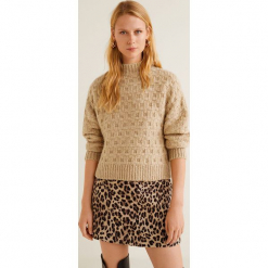 Mango - Sweter Chess. Brązowe swetry damskie Mango, z dzianiny. Za 159.90 zł.