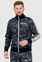PALM ANGELS Szara bluza męska w moro. Szare bluzy męskie PALM ANGELS, l, bez wzorów, prążkowane, bez kaptura. W wyprzedaży za 1,299.99 zł.