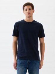 T-SHIRT MĘSKI GAP KOSZULKA 842063-20-XS. Niebieskie koszulki sportowe męskie GAP, m, bez wzorów, z bawełny, bez kołnierzyka, bez ramiączek, na fitness i siłownię. Za 89.00 zł.