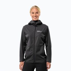 Kurtka softshell damska Jack Wolfskin Feldberg Hoody. Czarne kurtki damskie Jack Wolfskin, bez wzorów, z softshellu, bez kaptura, trekkingowe. Za 389.99 zł.