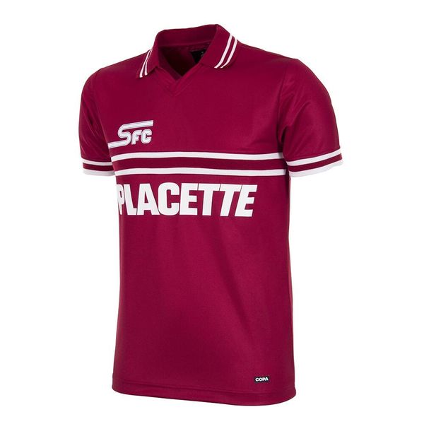 Camisola de Futebol Retro Servette FC 1984 - 85. Czerwone koszulki sportowe męskie COPA FOOTBALL, bez wzorów, bez kołnierzyka, bez ramiączek, do piłki nożnej. Za 296.91 zł.