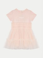 Guess Sukienka codzienna A5RK19 K6YW0 Różowy Regular Fit. Czerwone sukienki dla dziewczynek Guess, z aplikacjami, z bawełny, bez ramiączek. Za 189.99 zł.