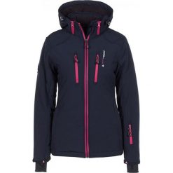 Kurtka narciarska w kolorze granatowym. Niebieskie kurtki snowboardowe damskie Peak Mountain, z materiału. W wyprzedaży za 239.95 zł.