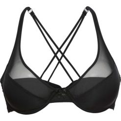 Biustonosz z tyłem typu bokserka bonprix czarny. Czarne biustonosze bonprix, w koronkowe wzory, z koronki. Za 54.99 zł.