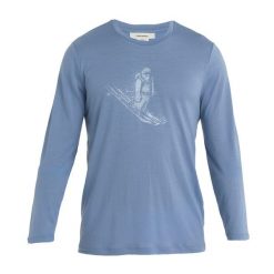 Bluza termoaktywna męska icebreaker Tech Lite II Tee Skiing Yeti. Niebieskie bluzy męskie Icebreaker, m, bez wzorów, bez kaptura, narciarskie. Za 249.99 zł.